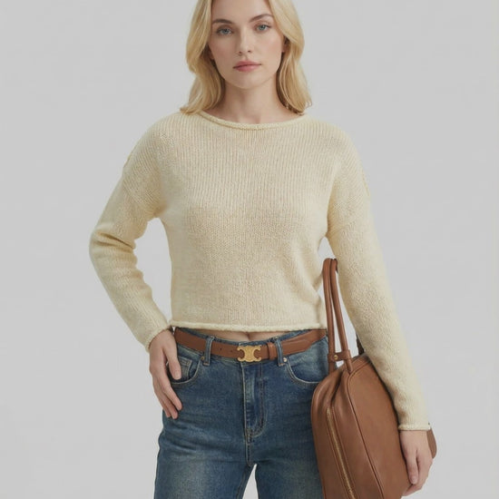 Siena Sweater by Lauven - Women's cream sweater with lightweight knit texture, perfect for everyday style.