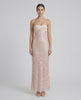 Elara Maxi Dress - Blush Pink Sequin Dress with Strapless Satin Bodice by Lauven, perfect for a modern evening look.