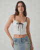 Arden Top by Lauven - White camisole with black bow detail for stylish everyday wear.
