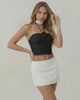 Monaco Top - Black Strapless Tank Top with Ruched Detail by Lauven, stylish halter design.