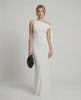 Elara Maxi Dress - Elegant one shoulder white maxi dress, floor length silhouette by Lauven, crafted for a refined look.