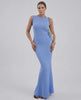 Celeste Maxi Dress by Lauven - Light blue sleeveless ankle-length dress with a slim fit and elegant O-neckline.