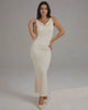 Celeste Maxi Dress, cream sleeveless cowl neck, flowing silhouette, by Lauven.