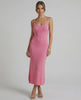 Rosalia Midi Dress by Lauven - Pink Spaghetti Strap Midi Dress showcasing a flattering slim silhouette.