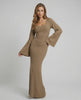 Sienna Maxi Dress in ribbed knit, long sleeve, elegant silhouette by Lauven, perfect blend of softness and style.