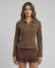 Florence Jacket by Lauven – Women’s brown corduroy jacket with zip and tailored fit.