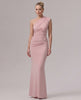 Aurelia Maxi Dress, one-shoulder stretch jersey, fluid drape, and modern elegance by Lauven.