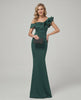 Velmora Maxi Dress - Off-Shoulder, Mermaid Silhouette, Asymmetrical Ruffle, by Lauven, Elegant and Structured Fit