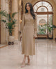 Selene Midi Dress by Lauven, elegant polyester design, V-neckline, lantern sleeves, refined occasion wear