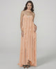 Peachira Maxi Dress by Lauven - Elegant strapless ankle-length gown with ruffles, showcasing a flowing silhouette.