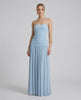 Elara Maxi Dress in light blue, featuring stretchy jersey, halter neck, and a fluid silhouette for effortless elegance by Lauven.