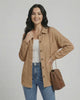 Sienna Jacket by Lauven - Women's beige waffle knit jacket with longline fit, perfect for casual layering.