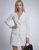 Nova Mini Dress by Lauven - Double-Breasted V-Neck White Blazer Dress with Long Sleeves