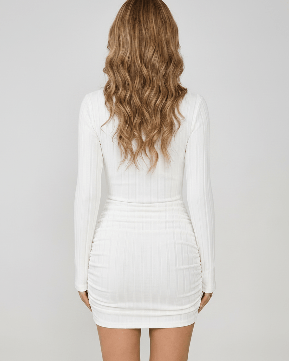 Serelle Mini Dress – Ribbed knit, crew neckline, bodycon silhouette by Lauven, featuring soft texture and modern look.