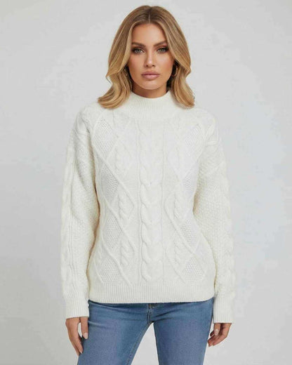Sienna Sweater by Lauven – Women's Oversized Cable Knit Sweater for effortless fall winter style.