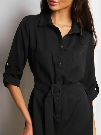 Urban Edit Mini dress by Lauven featuring a polished silhouette and detachable belt for a cinched waist.