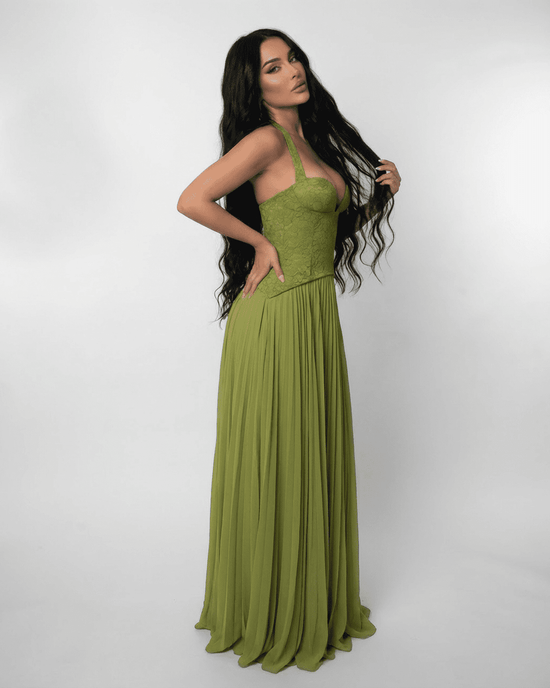 Women’s Olive Maxi Dress — Lace, Elegant, Formal, Evening, Wedding — free download